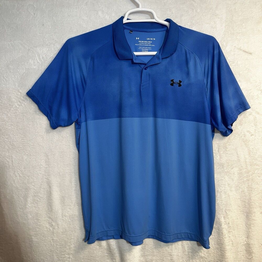 Under Armour Mens Polo Shirt Size Large Iso Chillo Golf Tie Dye Blue Color Block